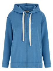 Women's Blue Cotton Hoodie Clothing