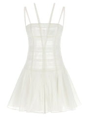 Women's White Polyamide Short Dress