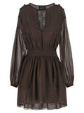 Women's Brown Cotton Short Dress