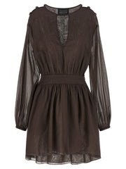 Women's Brown Cotton Short Dress