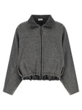 Women's Gray Virgin Wool Full-Length Jacket Clothing