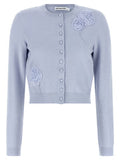Women's Blue Polyester Cardigan Clothing