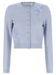 Women's Blue Polyester Cardigan Clothing