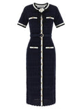 Women's Blue Cotton Midi Dress