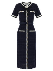 Women's Blue Cotton Midi Dress