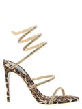 Women's Rhinestone-Encrusted Satin Heel Sandal Multicolor Viscose Silk
