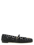 Women's Black Polyvinyl Ballet Flats