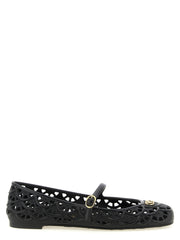 Women's Black Polyvinyl Ballet Flats