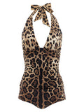 Women's Brown Polyamide One-Piece Swimsuit Clothing