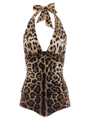 Women's Brown Polyamide One-Piece Swimsuit Clothing