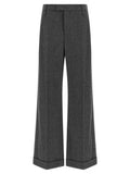Women's Gray Virgin Wool Casual Pants