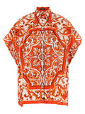 Women's Orange Silk Blouse