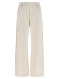 Women's Beige Cotton Athletic Pants