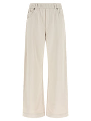 Women's Beige Cotton Athletic Pants