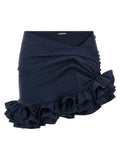 Women's Blue Polyamide Long Skirt