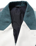Men's Multicolor Patchwork Linen Double Breasted Jacket Flax Cotton Clothing