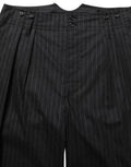 Men's Pinstripe Virgin Wool Trousers Black Cotton