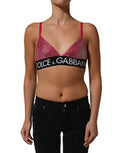 Women's Pink Crystal Embellished Bralette Crop Top Nylon Elastane T-Shirts And Polos