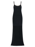 Women's Black Acetate Long Dress