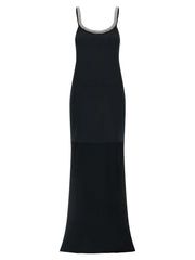 Women's Black Acetate Long Dress