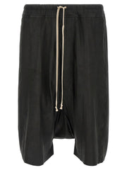 Men's Black Lamb Leather Bermuda Shorts