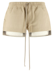 Women's Beige Lamb Leather Bermuda Shorts