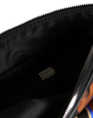Men's Tiger-Print Nylon Belt Bag Brown Calf Leather