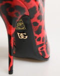 Women's Red Leopard Cardinale Ankle Boots Shoes Calf Leather