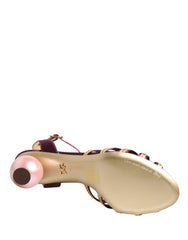 Women's Purple Gold Keira Pearl Heels Sandals Shoes Silk Viscose Lamb