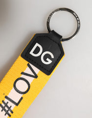 Women's Yellow Logo Polyester Silver Brass Holder Keychain Keyring Pvc Accessory