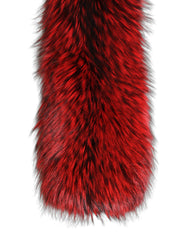 Women's Red Fox Fur Neck Wrap Warmer Winter Scarf Silver