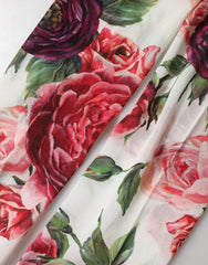 Women's White Nylon Floral Print Tights Stockings Socks Clothing