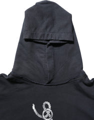 Men's Black Anchor Print Hooded Sweatshirt Sweater Cotton Clothing