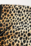Women's Brown Leopard Print Silk Sheath Midi Dress Elastane