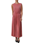 Women's Coral Pink Pleated Sleeveless Max Dress