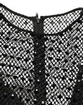Women's Rhinestone-Embellished Mesh Dress Black Polyester