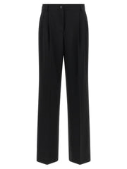 Women's Black Virgin Wool Casual Pants