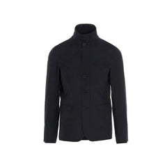 Men's Black Polyester Full-Length Jacket Clothing