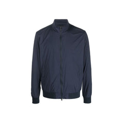 Men's Blue Polyester Bomber Clothing