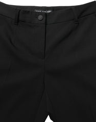 Women's Virgin Wool Stretch Trousers Black Silk