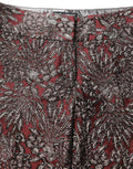 Women's Burgundy Grey Floral Jacquard Straight Pants Acetate Polyester Silk Nylon
