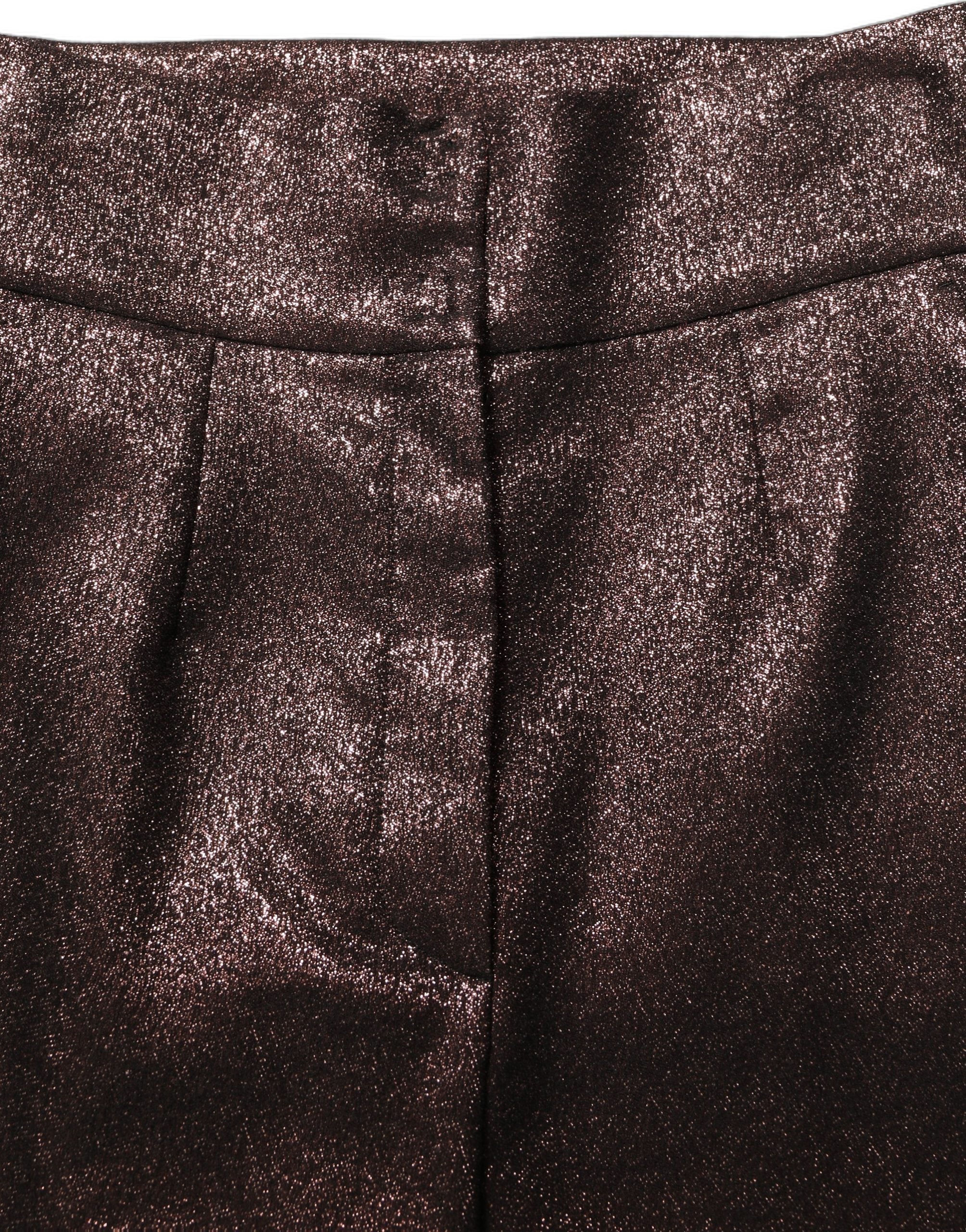 Dolce & Gabbana Metallic High-Waist Tapered Trousers — Brown