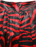 Women's Red Black Zebra Print Cotton Highwaist Pants Elastane