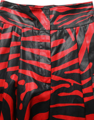 Women's Red Black Zebra Print Cotton Highwaist Pants Elastane