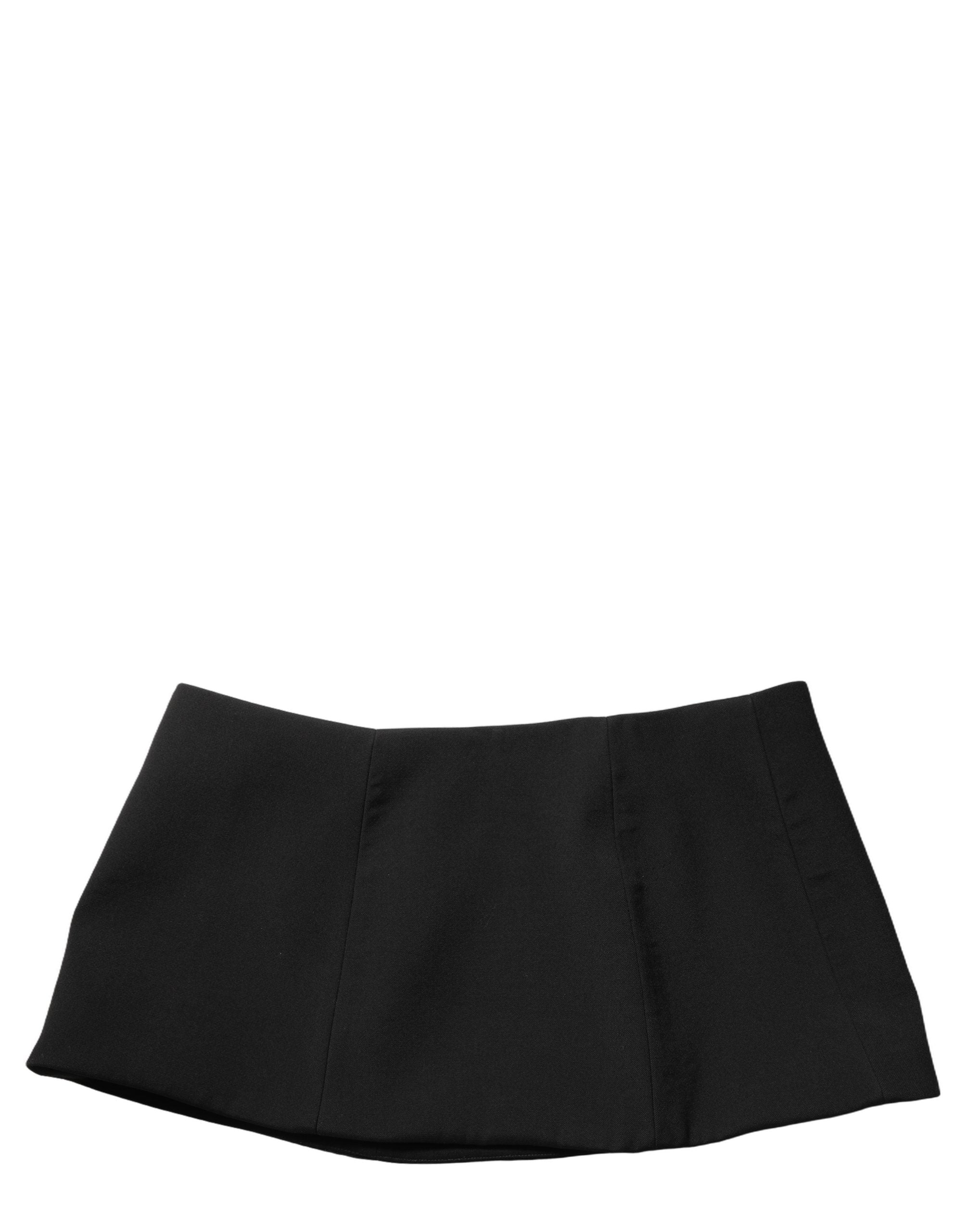 Dolce & Gabbana Virgin Wool A-Line Low Waist Skirt — Black