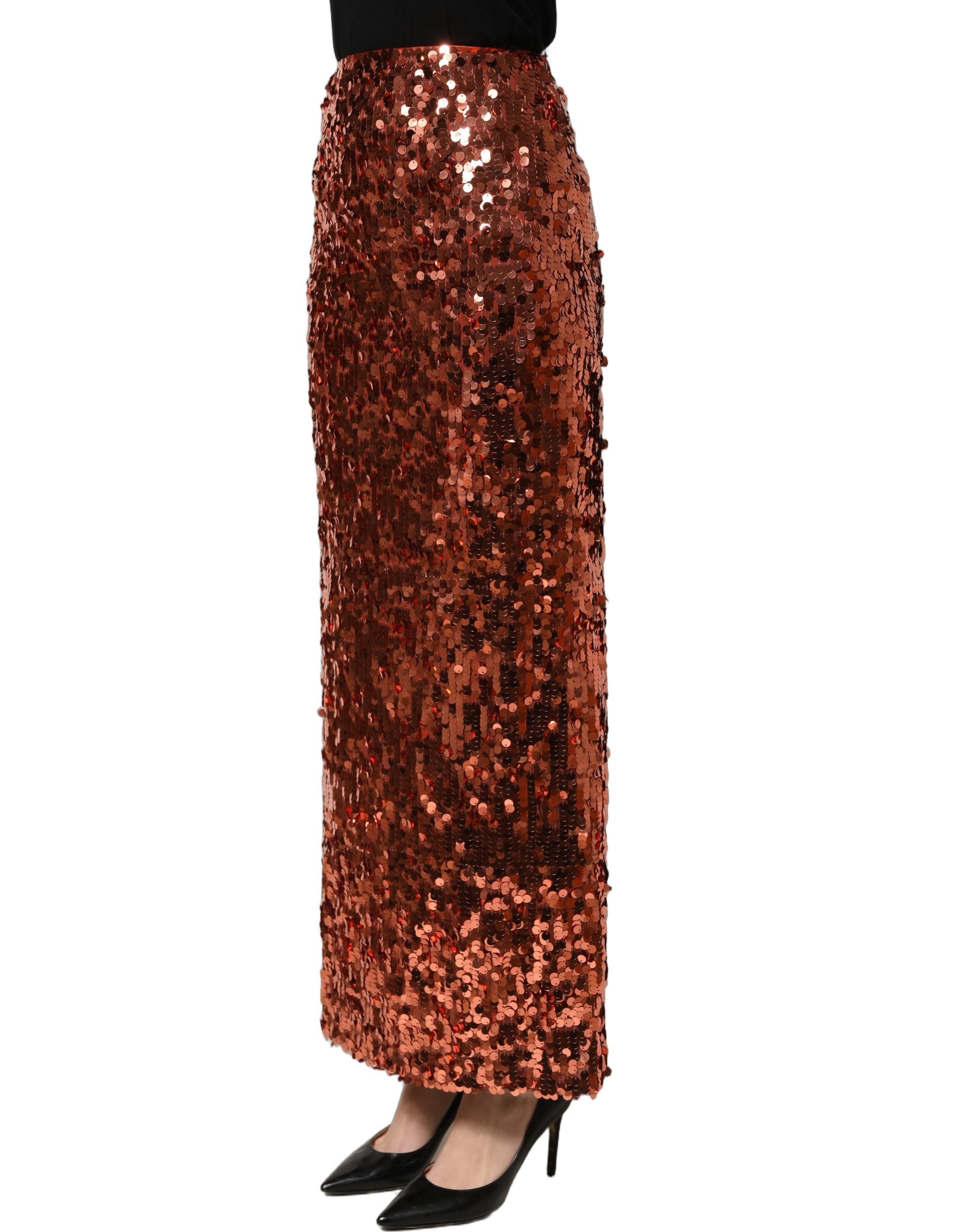 Dolce & Gabbana Sequin-Embellished Column Skirt — Bronze