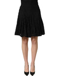 Dolce & Gabbana Floral Cutout Lace Skirt — Black