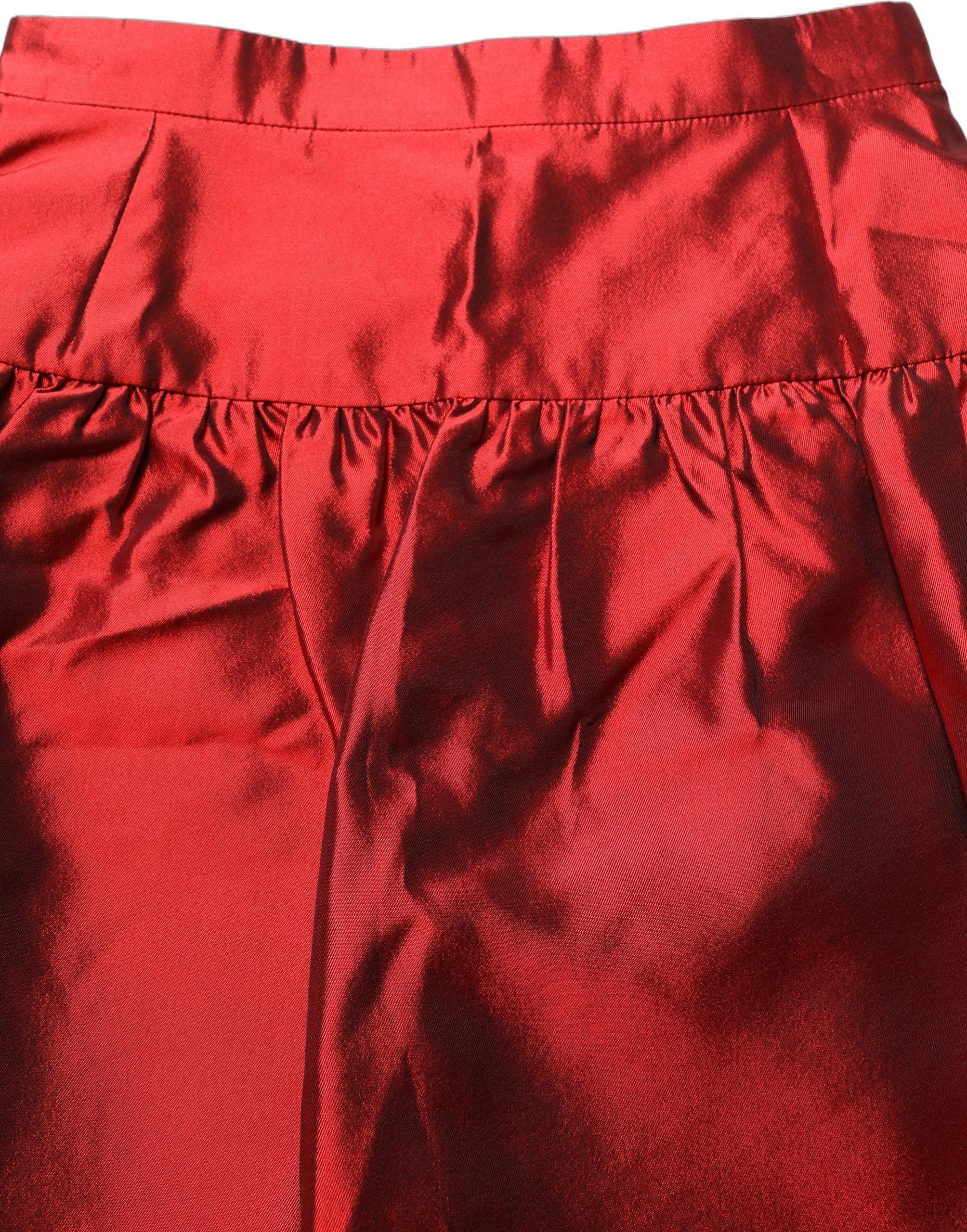 Dolce & Gabbana Silk Satin Bubble High-Waist Skirt — Red