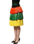 Dolce & Gabbana Tiered Fringe Sequin Skirt — Multicolor