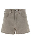 Women's Beige Cotton Bermuda Shorts
